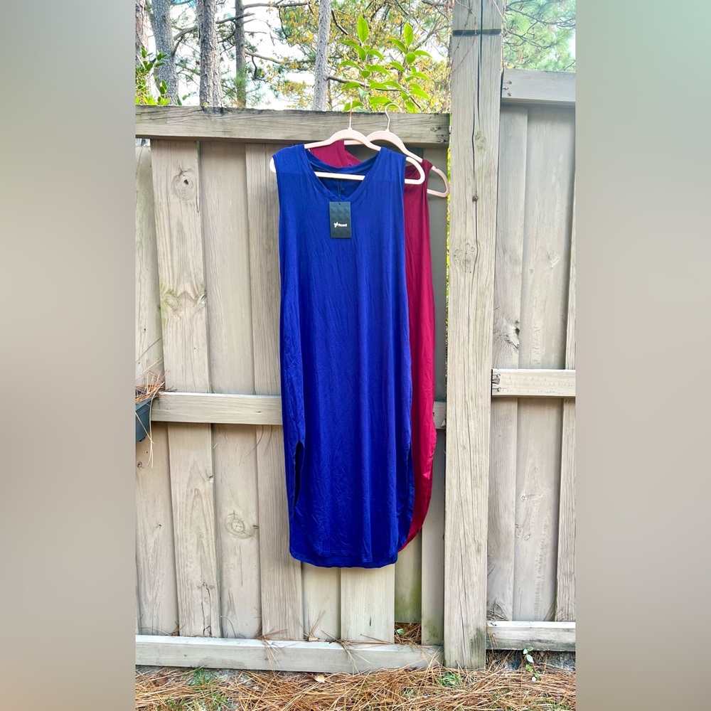 NWT Set/2 Ficerd Women's Maxi Sleeveless Summer Dresses Red and Blue- Size L